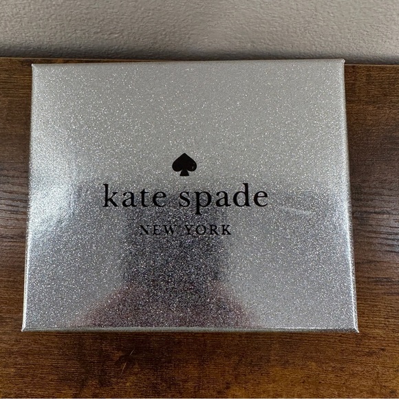 NWT! Kate Spade Small Slim Metallic Gold Glitter Credit Card Case 6 Slot w/ Box - Picture 4 of 9